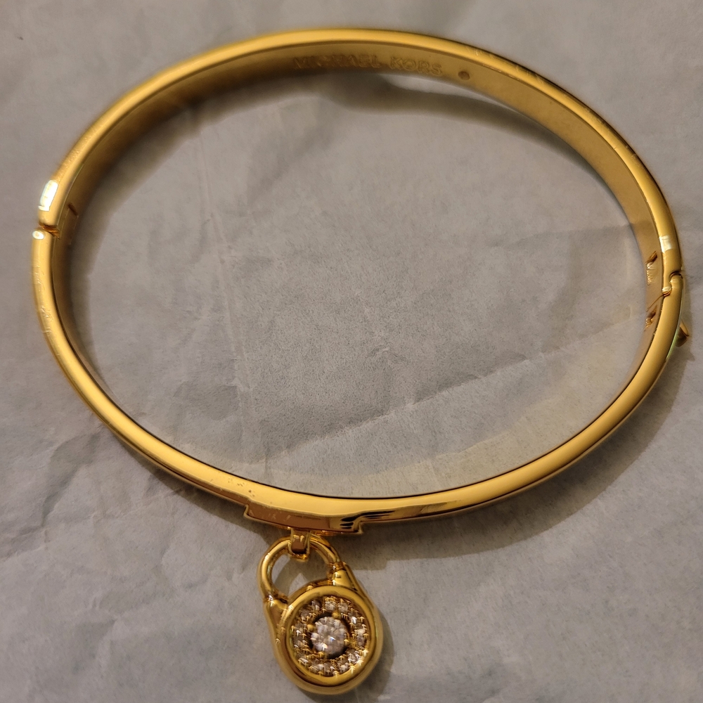 Michael Kors Gold Bracelet with Crystal Lock Charm